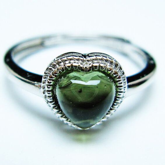 モルダバイト リング 指輪 ハート 11号 フリーサイズ 一点物 メール便可 [M便 1/20] 199-452