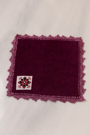 ウクライナ暗号手刺繍入りハンカチー手編みレース（祈り）Молитва　ハンドタオル
