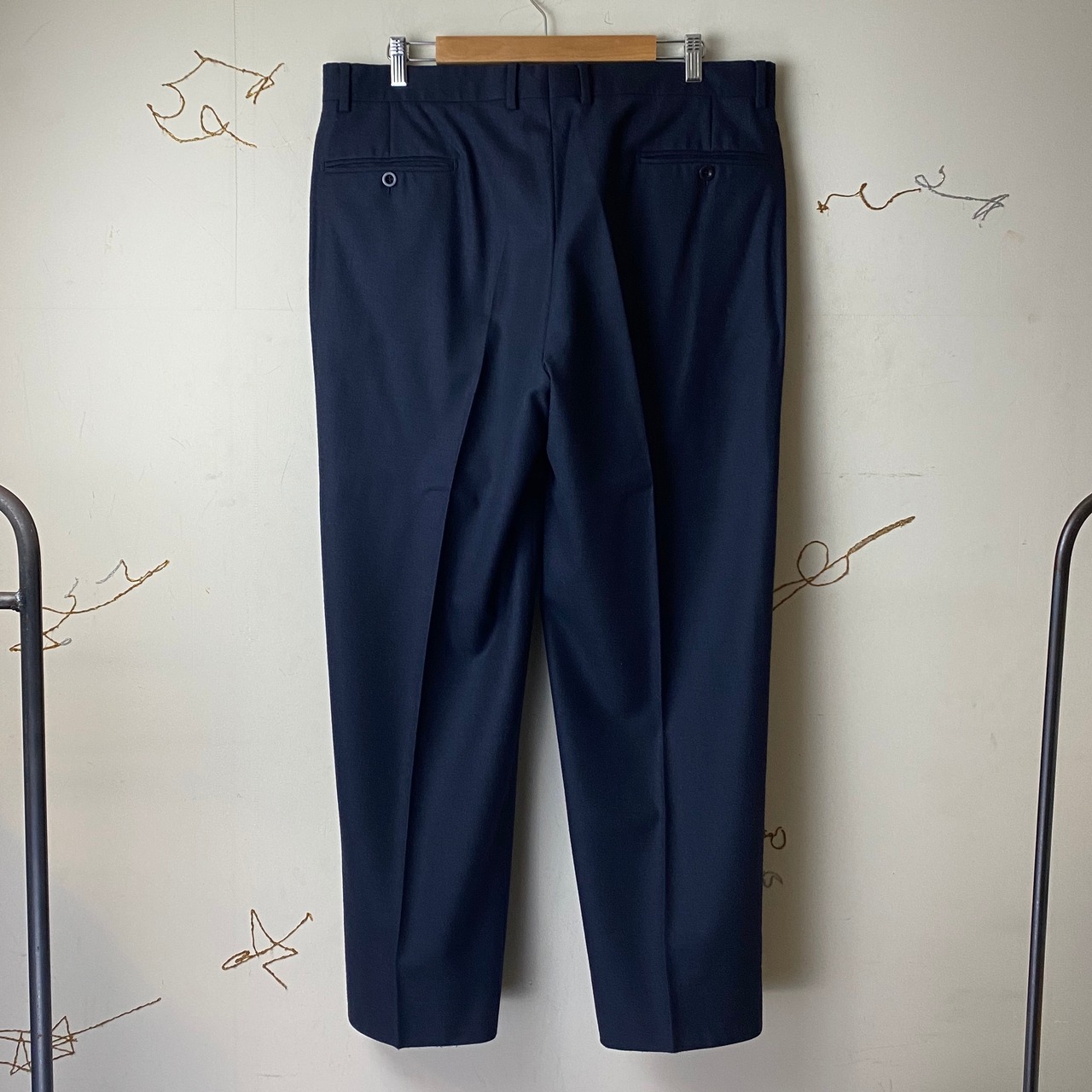 HERMES dark navy wool slacks 