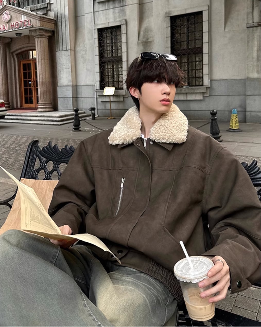 NULLUS DETACHABLE COLLAR LEATHER JACKET