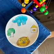 村田菜穂美作 ぞうさんとライオン 五寸皿