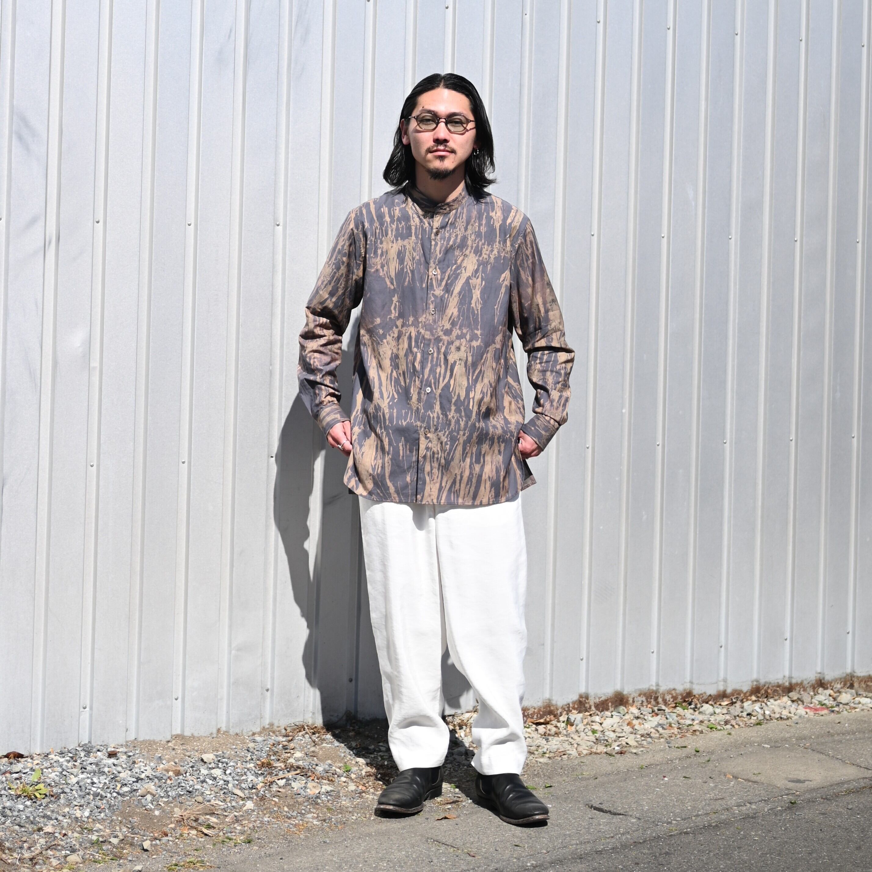 山内(ヤマウチ)激ヤバ、ヴィンテージシルクリネンパンツコーディネート