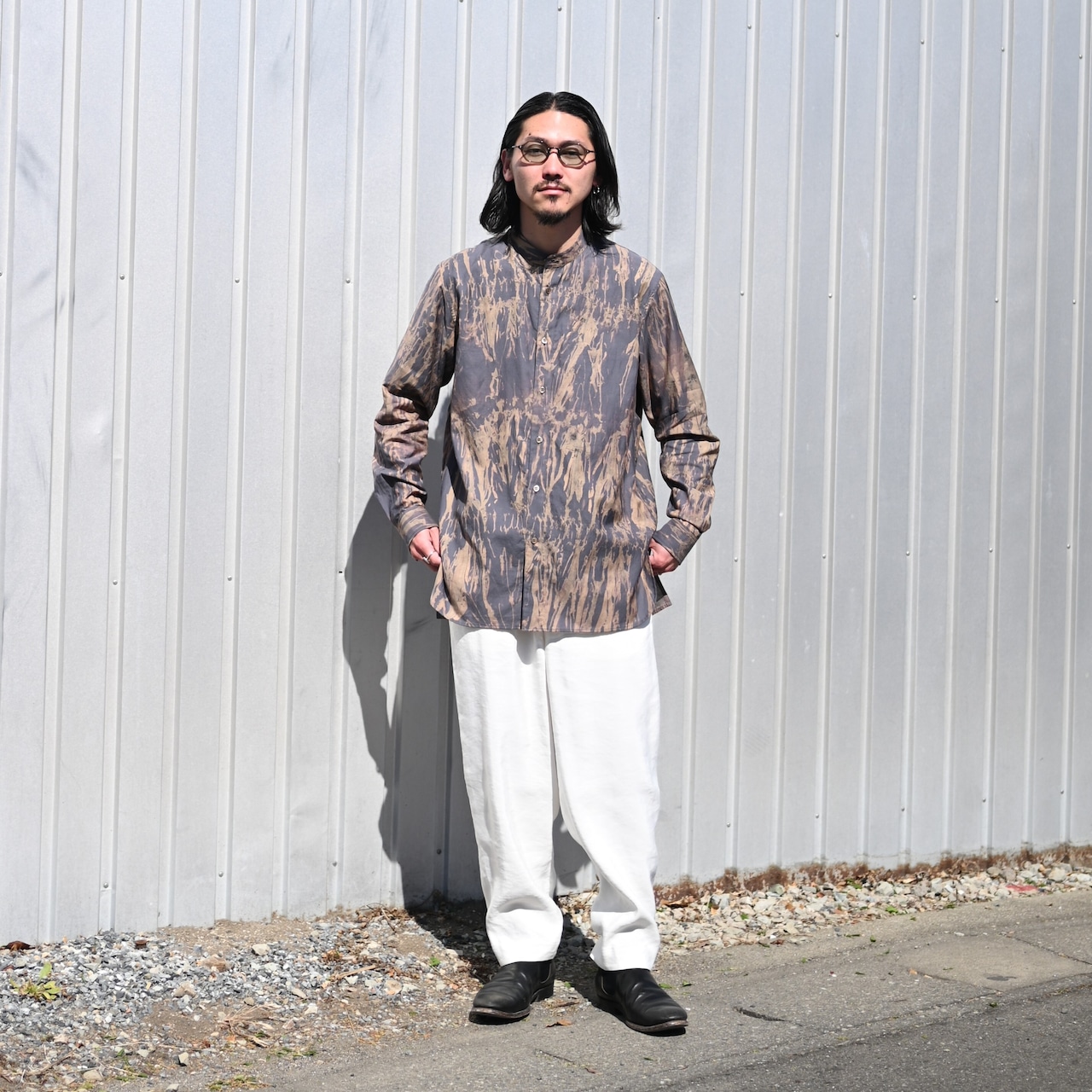 山内(ヤマウチ)激ヤバ、ヴィンテージシルクリネンパンツコーディネート