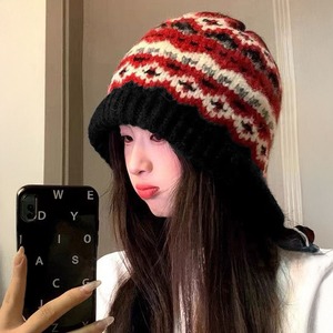 帽子 バッグ 2way ニット帽 レディース 秋冬 韓国 おしゃれ 大人 かわいい フェアアイル柄 耳当て 防寒 暖かい 手編み風 ニットキャップ ニットバッグ 大人可愛い 大人女子