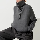 ハーフボタン ハイネックニット H0045