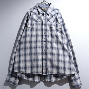 "Wrangler" Monotone Ombre Check Western Shirt