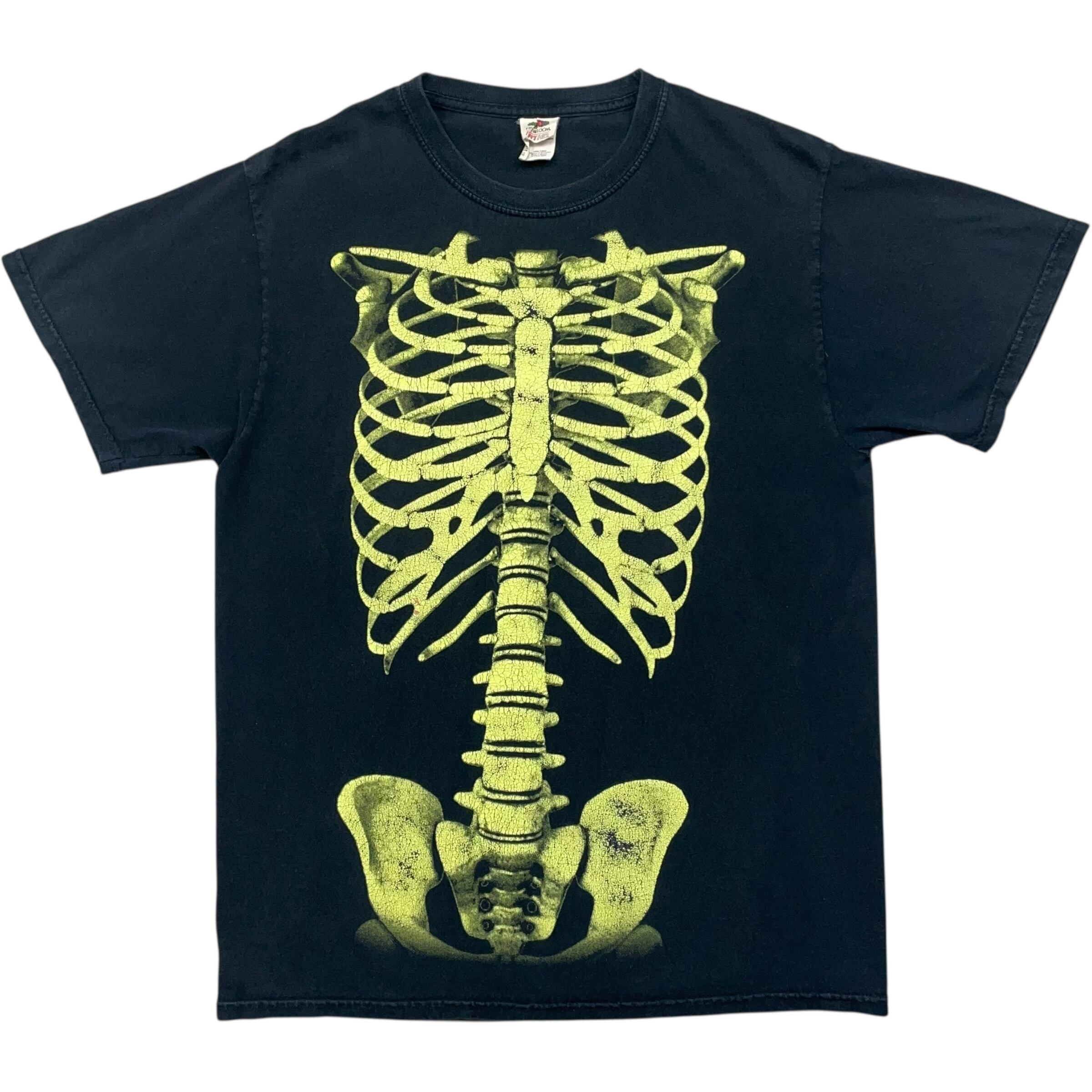 《M》 FRUIT OF THE ROOM フルーツオブザルーム Tシャツ フロントプリント 骨 レントゲン ブラック no.7531