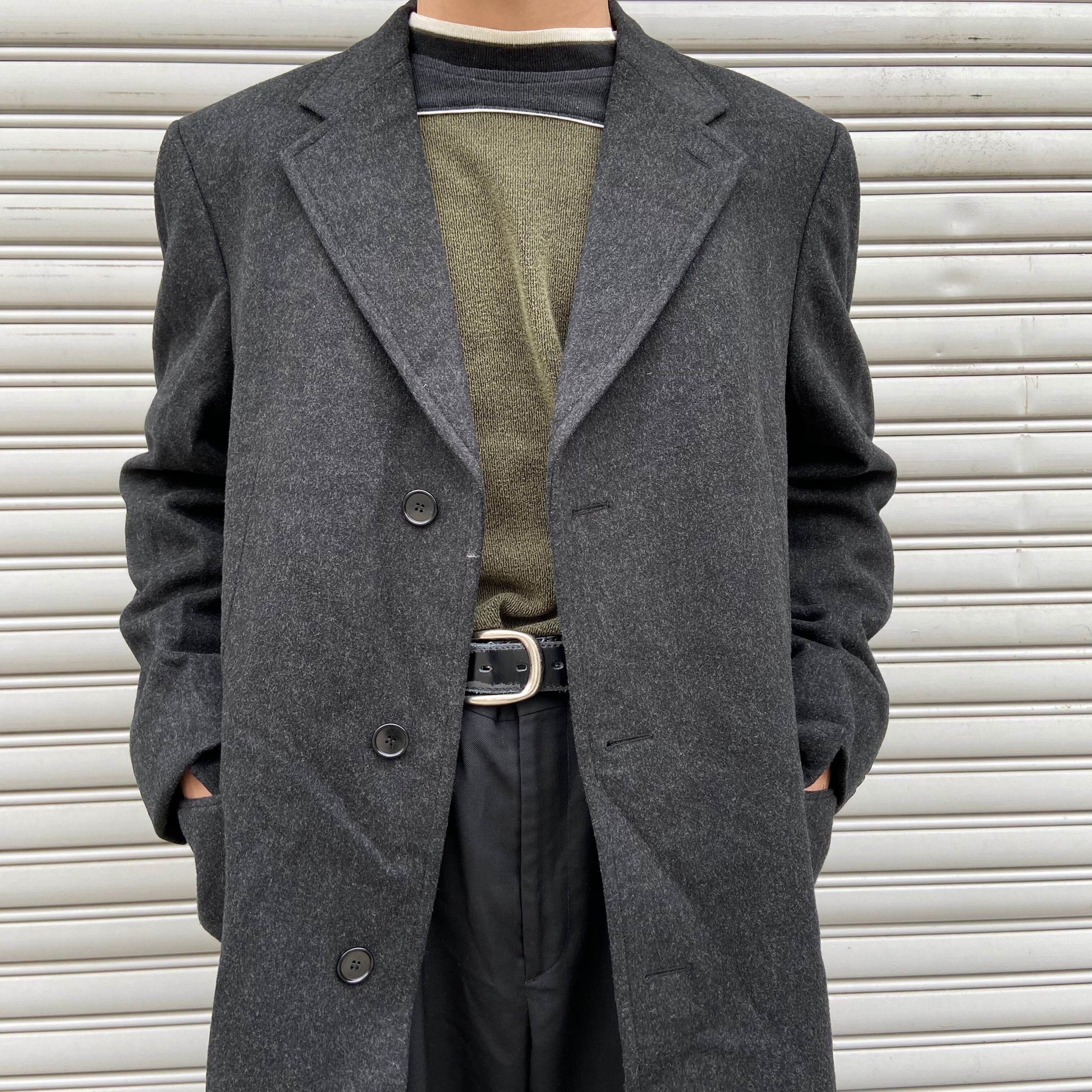 送料無料』Yves Saint Laurent チェスターコート ウール イタリア製 XL  