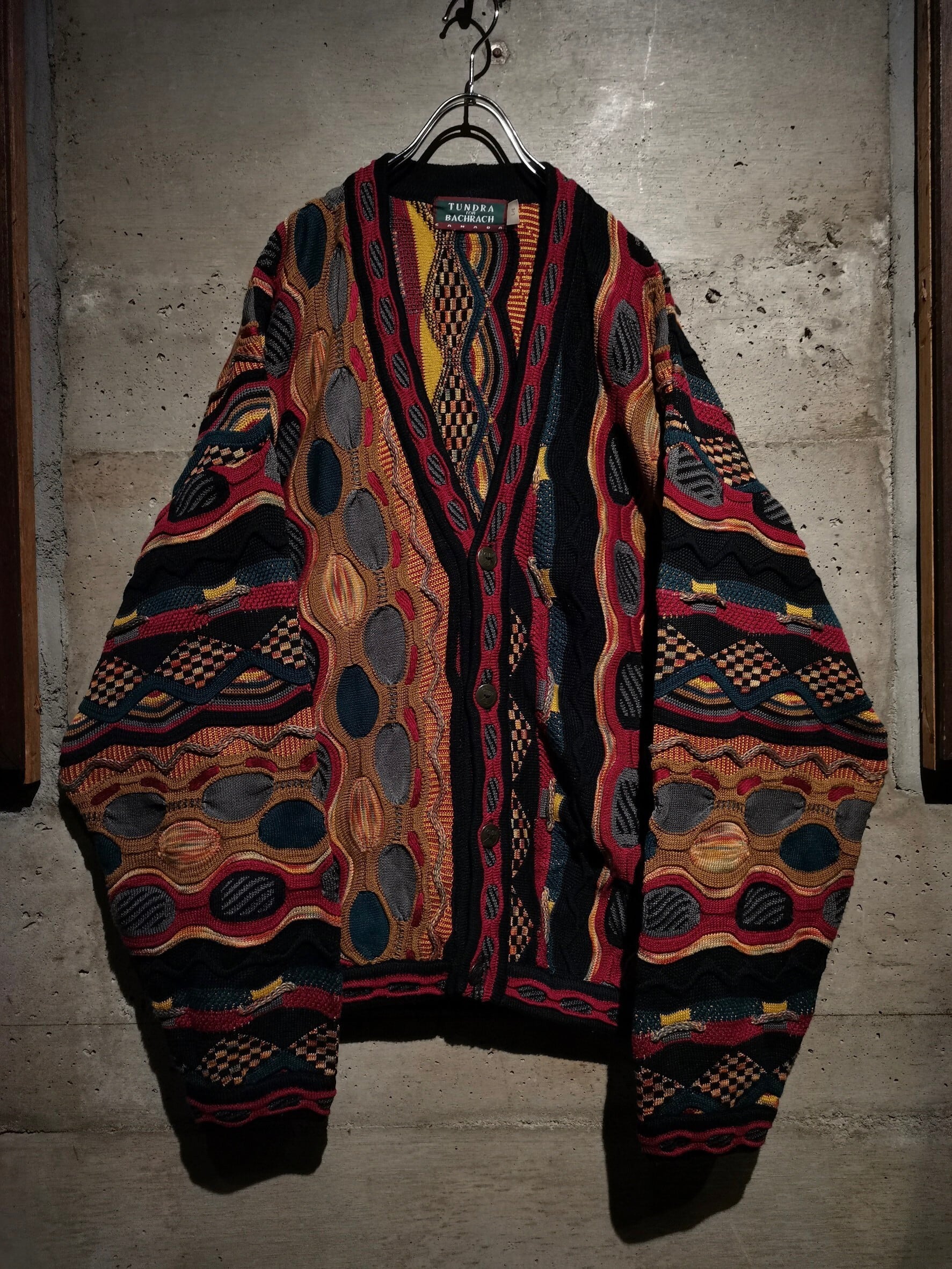 【Caka】”TUNDRA” Special Multi Color Loose 3D Knit Cardigan |  Caka(カカ）下北沢古着屋、セレクトショップ powered by BASE