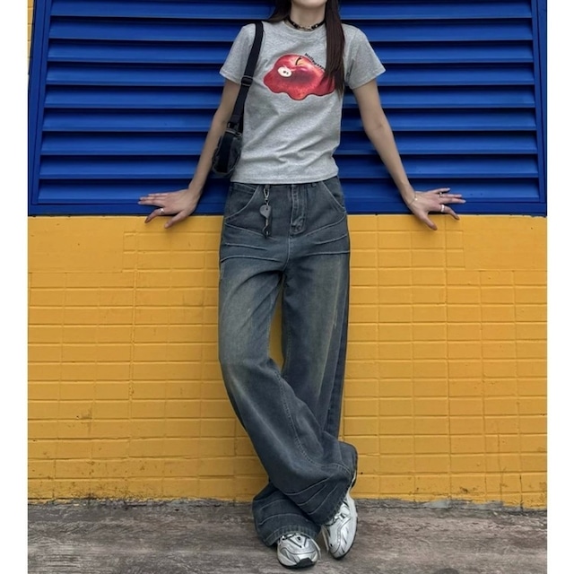 メルティングアップルグラフィックショートTシャツ 2col R02453