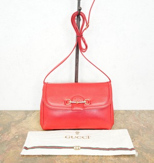 .GUCCI HORSE BIT LOGO LEATHER SHOULDER BAG MADE IN ITALY/オールドグッチホースビットロゴレザーショルダーバッグ　2000000068985