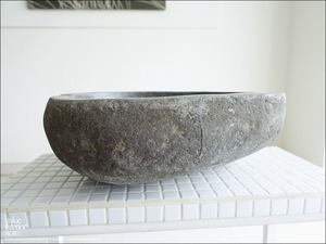 手洗鉢 自然石 洗面ボウルL-F11 洗面器 手洗いボウル 手洗い器 ウォッシュボウル 洗面資材 洗面材料 W45 x D39.5 x H15cm