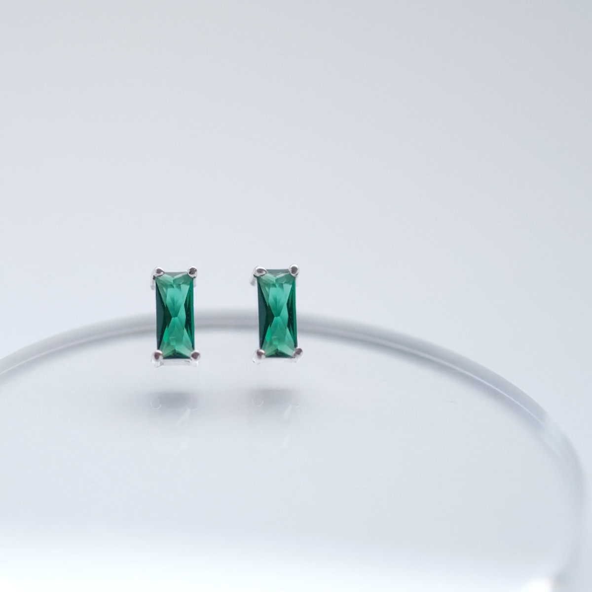ミニ エメラルド スクエア ピアス イヤリング シルバー925 | クラウド 
