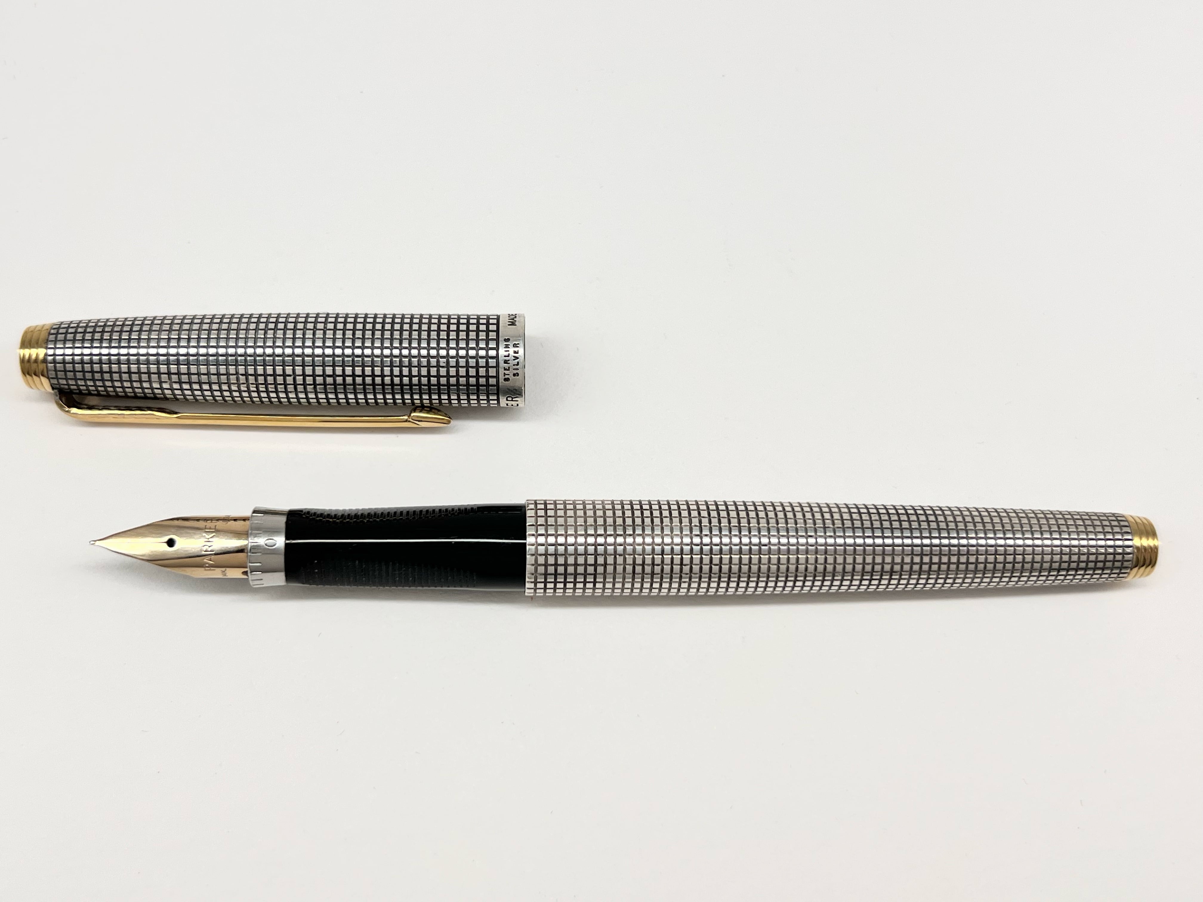 【セット販売】'70s　パーカー ７５　PARKER 75 Crosshatch grid　（極細字）　14K　（＋　パーカー ボールペン）　　　　　 02580 | 川口明弘の調整万年筆 powered by BASE