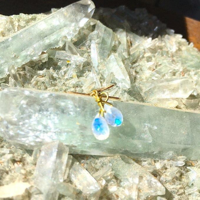 【一点物】✦6月の誕生石✦14kfg✦SALE✦RainDropRainbowレインボームーンストーンピアス⋆.·✦no108