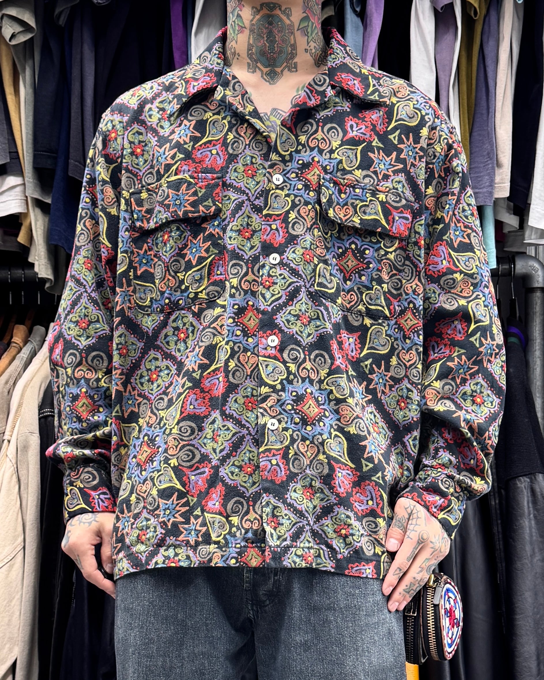 00's old stussy Design Open Collar Shirt “25 Anniversary” “CHANGO