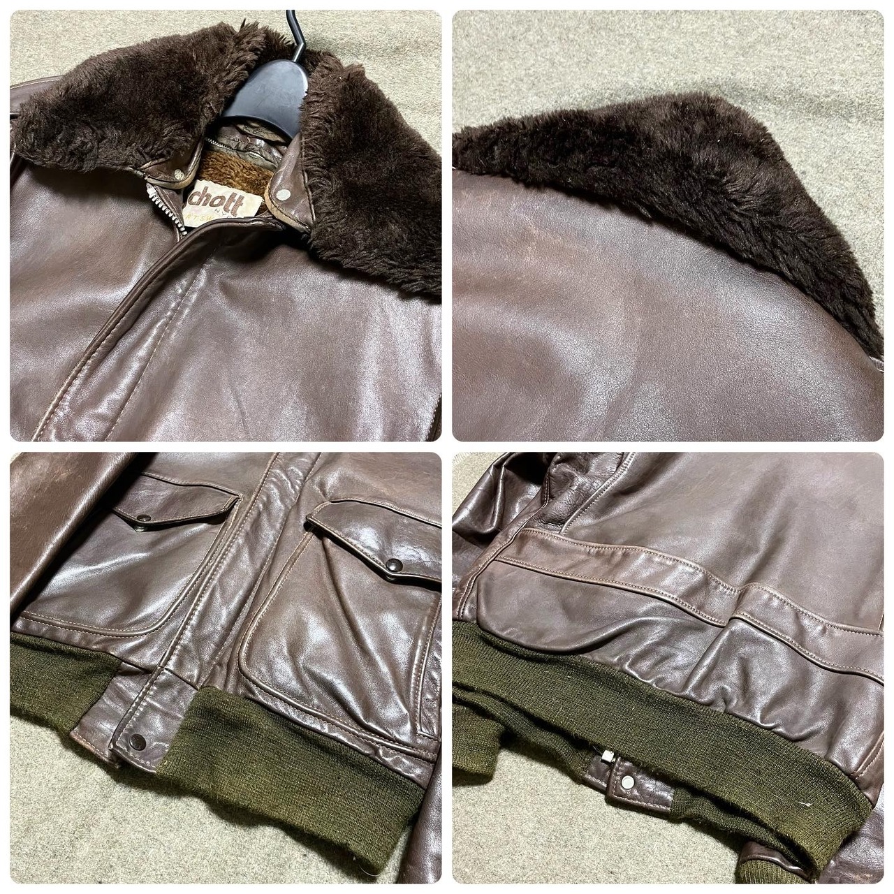 70s 80s SCHOTT ショット G-1 レザージャケット フライトジャケット 茶 