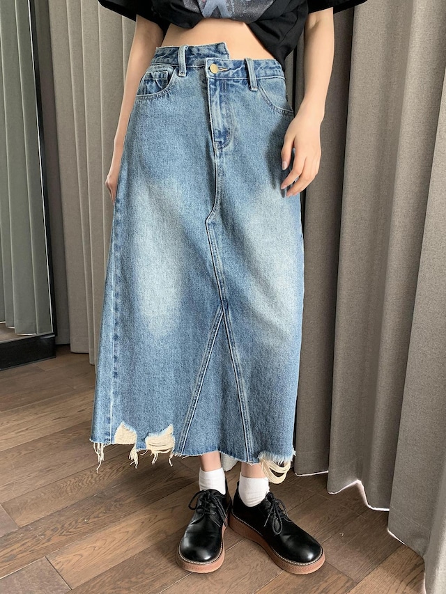 Irregular waist denim skirt（イレギュラーウエストデニムスカート）c-246