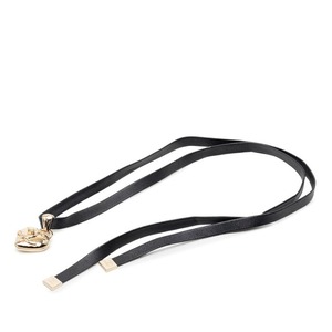 シャネル ハートロケット ターンロック モチーフ ネックレス ゴールド ブラック メッキ レザー レディース CHANEL 【中古】