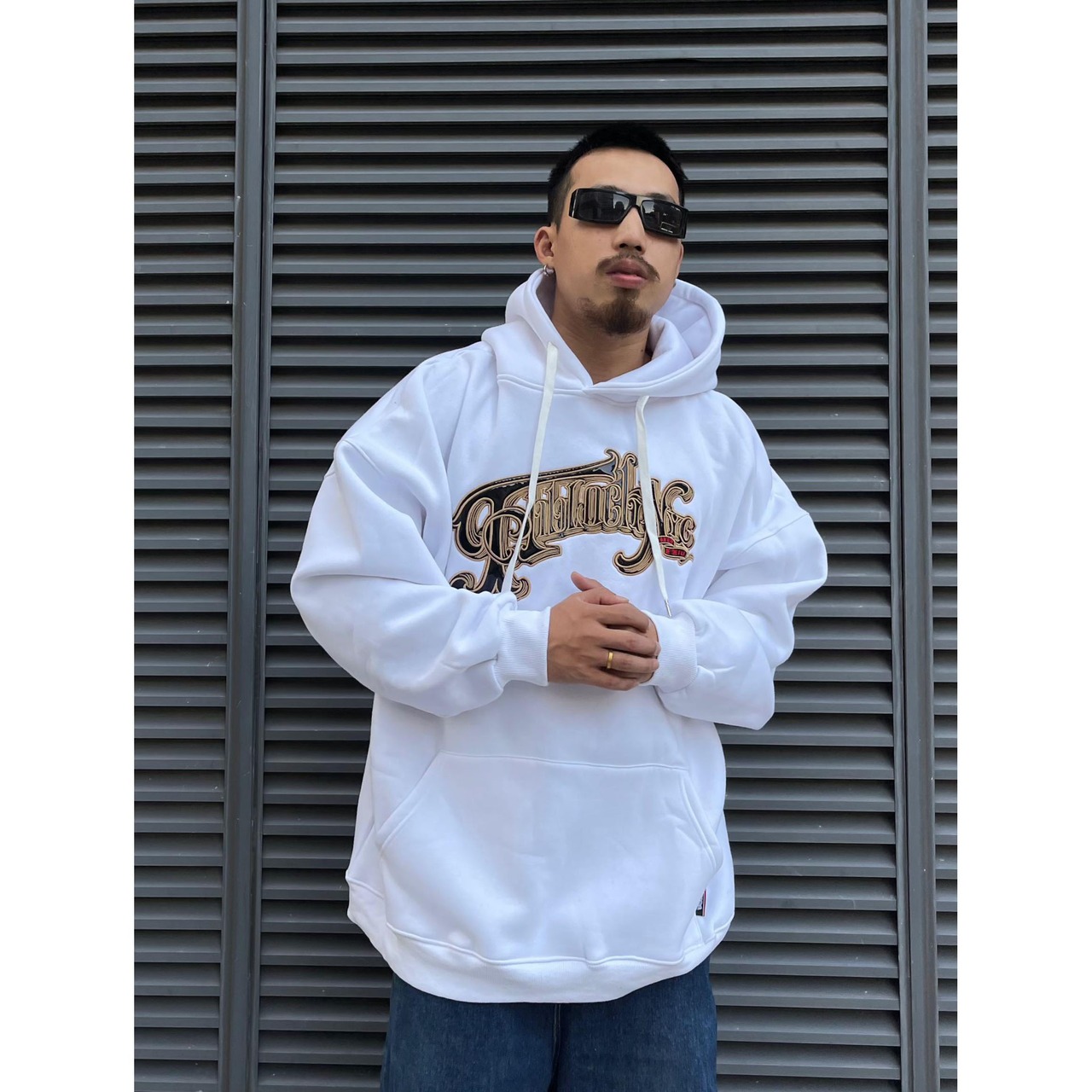 ストリート 裏起毛 Chicanoレタリング刺繍 パーカー T492