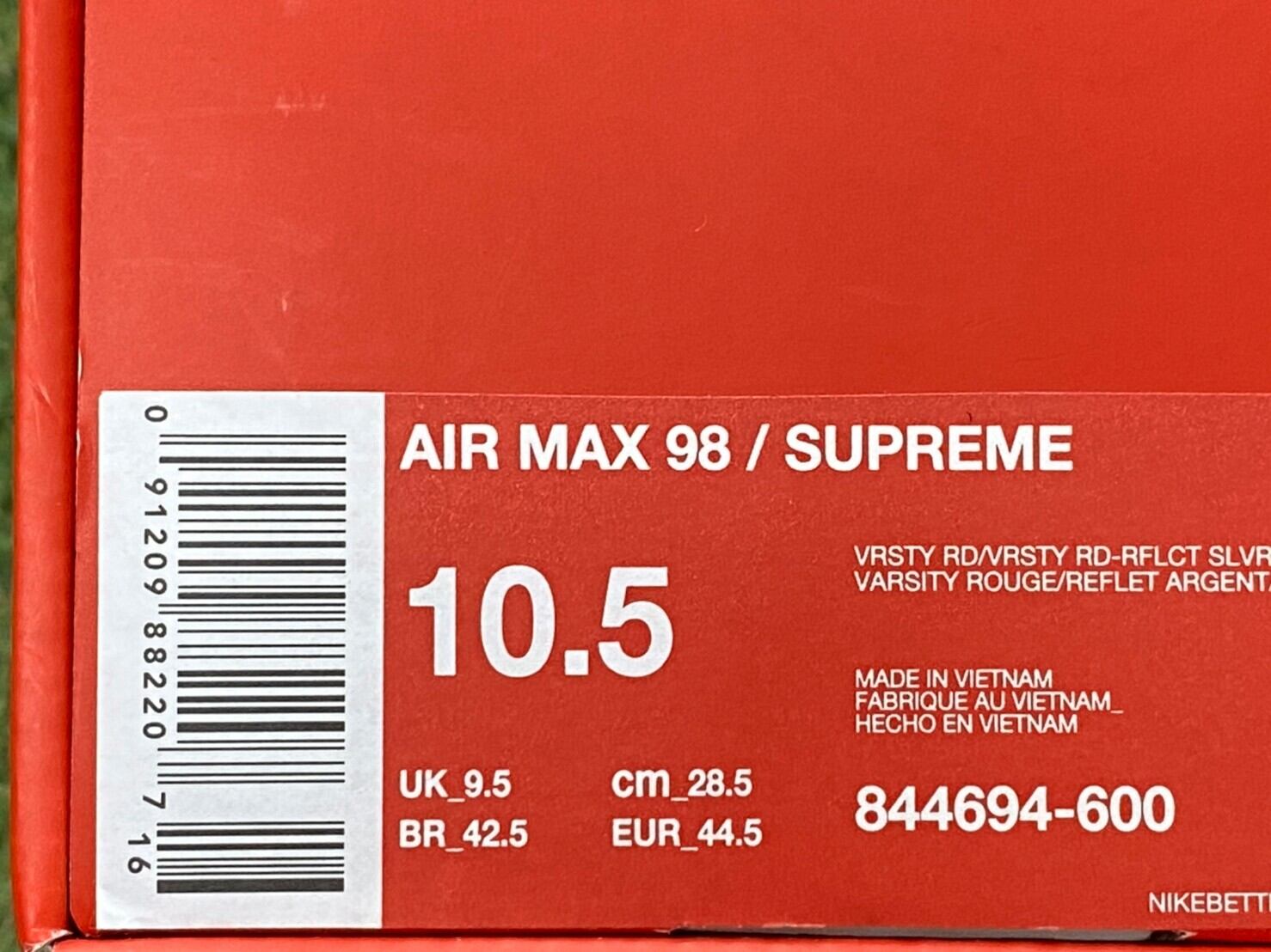 Supreme × NIKE AIR MAX 98 VARSITY RED 28.5cm 844694-600 086060 | BRAND  BUYERS OSAKA