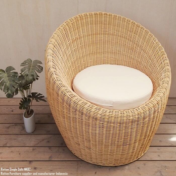 ラタン ソファ NK82-W 一人掛け シングルソファ 籐 アジアン家具