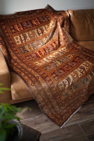 【530】Vintage Afghan Turkmen Ali khoja rug 1970's