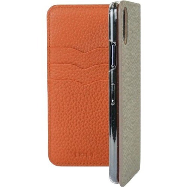 iPhone11 対応 ケース 手帳型 スマホケース バイカラー 本革レザー オレンジ 互換性 スマホカバー 携帯カバー L 133