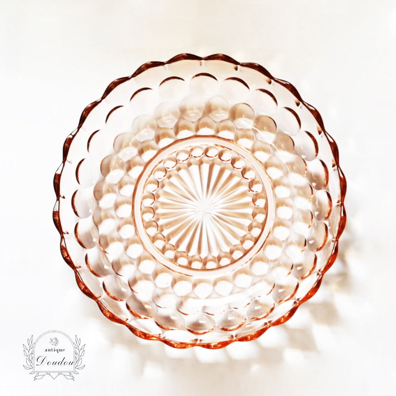 Fire King BUBBLE ピンク シャロウボウル【sa745】