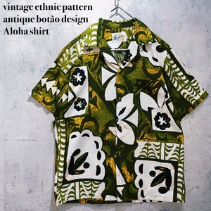 vintage ethnic pattern antique botão design Aloha shirt