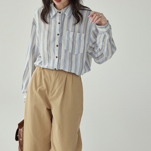 retro vertically striped long sleeved shirt