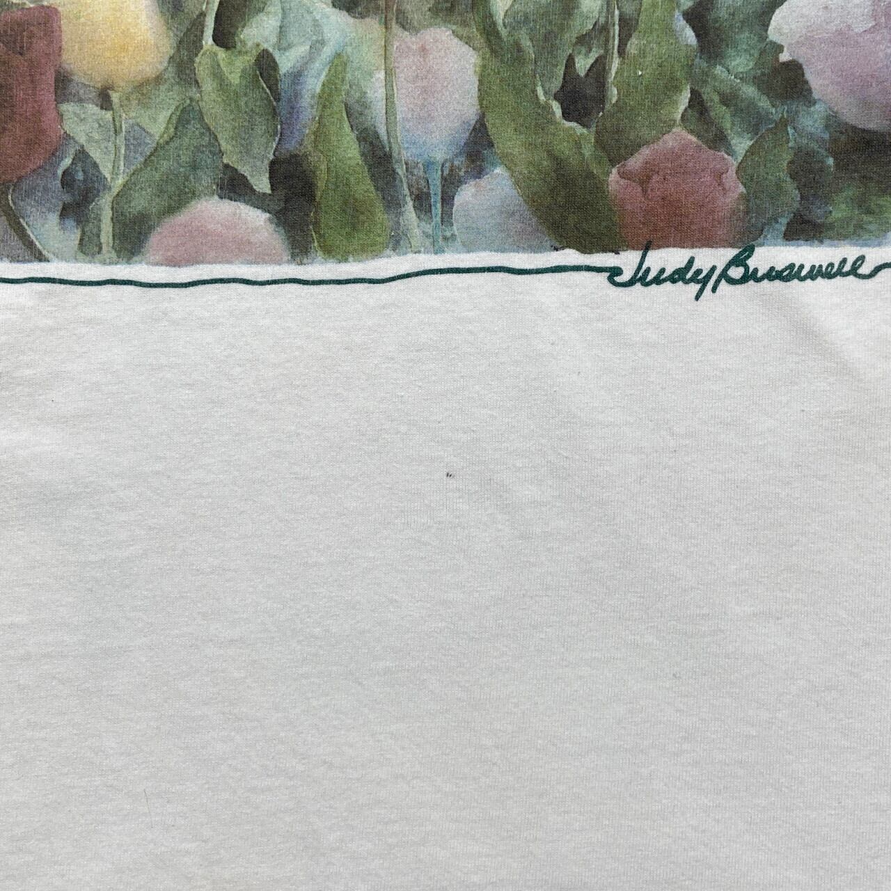 90年代 USA製 JUDY BUSWELL アートプリントTシャツ メンズXL フラワー 