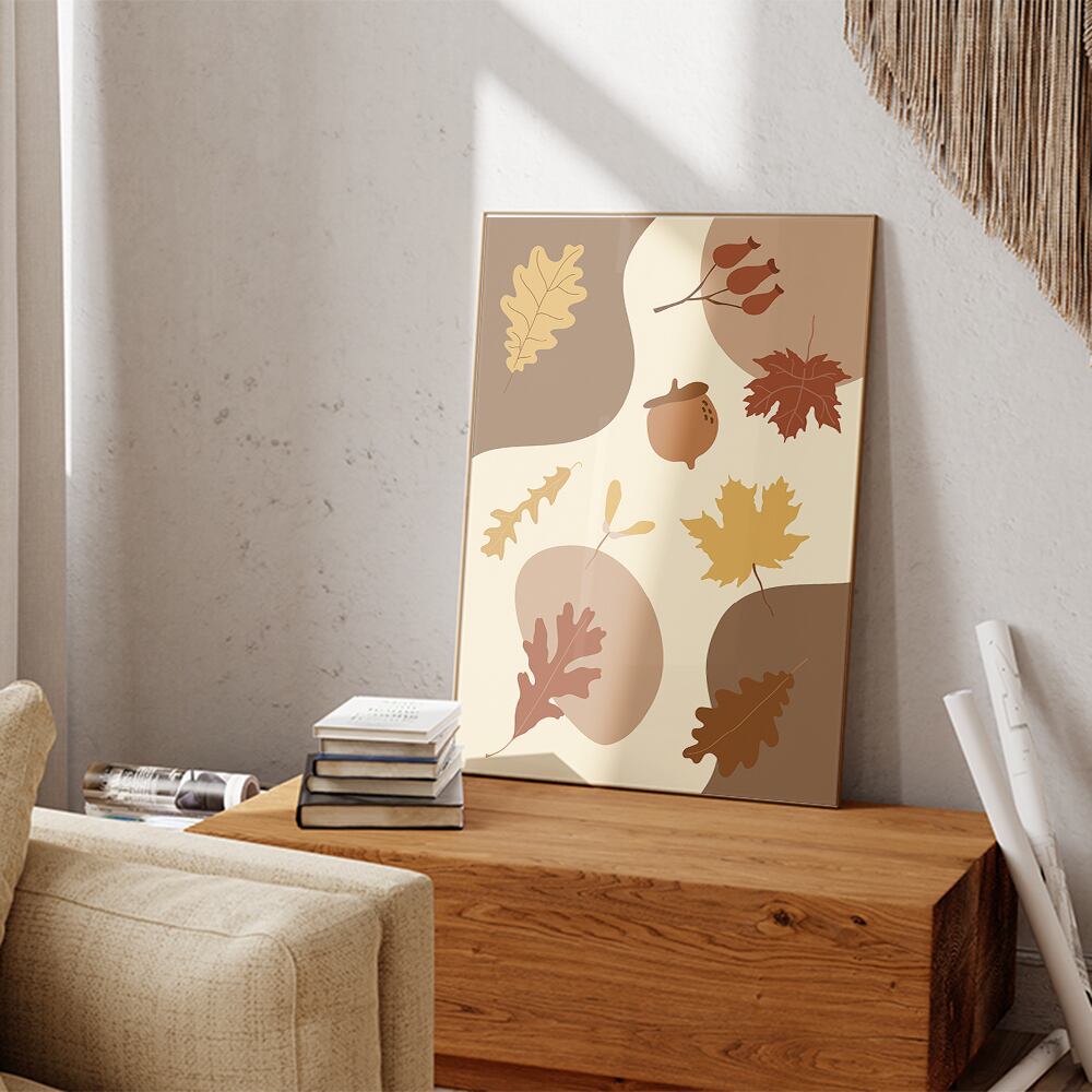 ハロウィンのポスター / i1463 / かぼちゃと秋の葉、抽象的な形など インテリアポスター