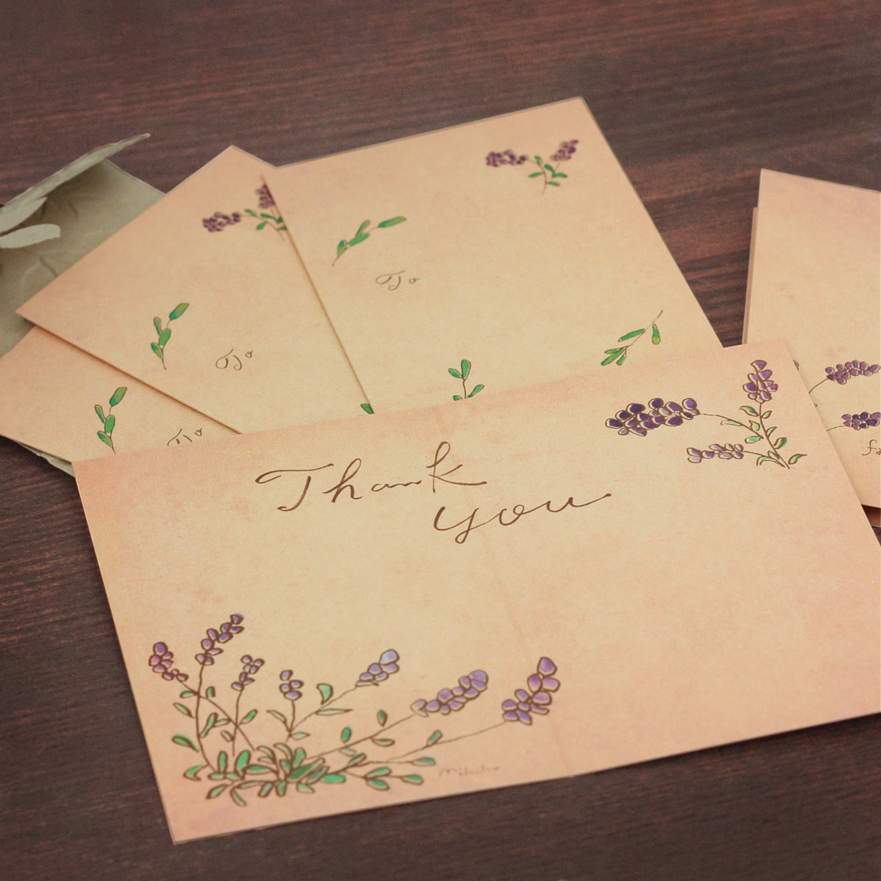 2つ折りカード『ラベンダーのThank youカード』 〜 michiko 〜 [M9-1