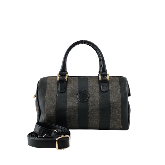 FENDI フェンディ ぺカン ハンドバッグ ブラック FFロゴ PVCレザー ミニボストン vintage ヴィンテージ オールド ujwz5t