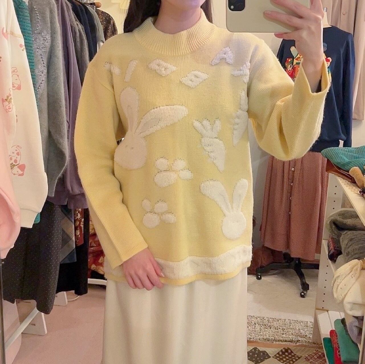 rabbit pale yellow knit sweater