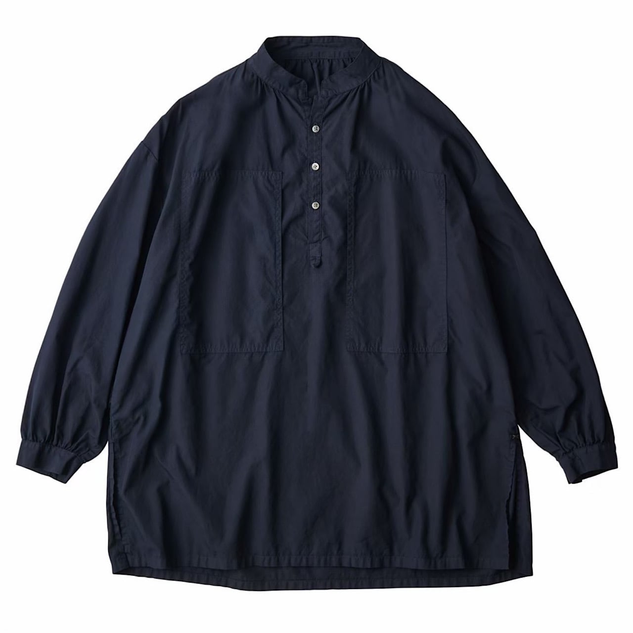 STAND COLLAR LONG SMOCK SHIRT -NILE GIZA COTTON- | 【OFFICIAL 