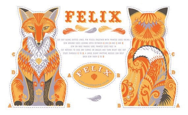 Felix the Fox Tea Towel / Cloth Kit ぬいぐるみキット 布ポスター きつね キツネ