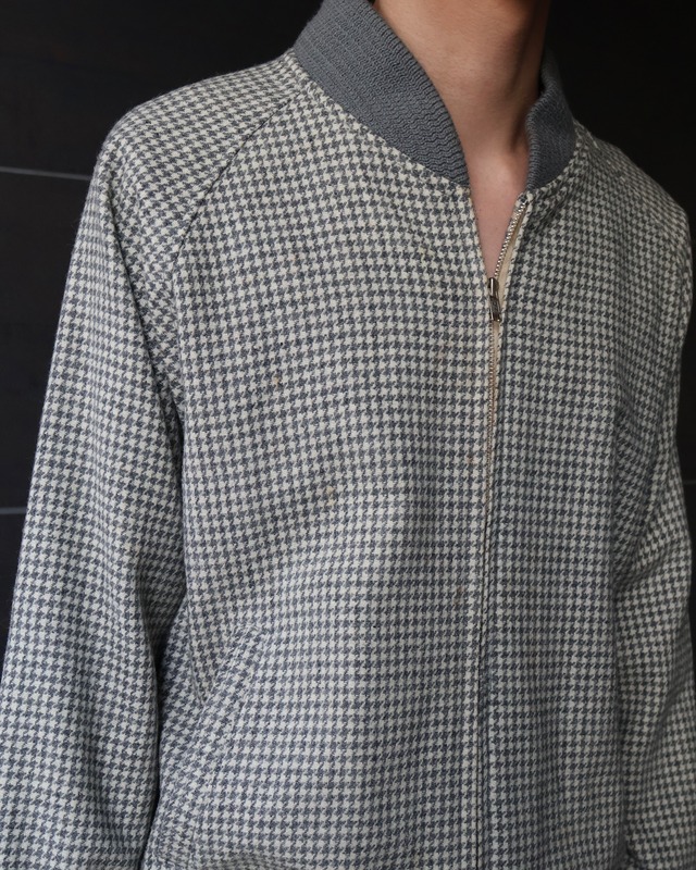 houndstooth zip up blouson