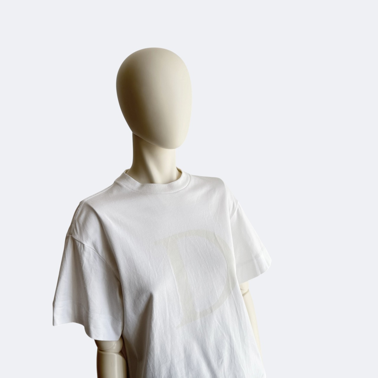 Drawer ドゥロワー Dプリント クルーネックTシャツ 白 コットン 日本製 