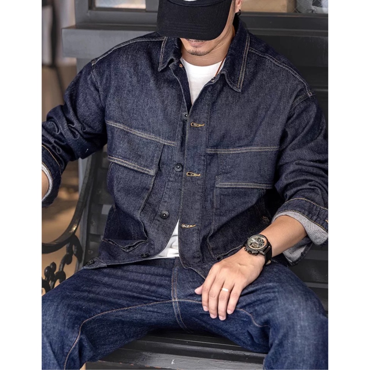 Button Front Denim Work Jacket ◇H0267