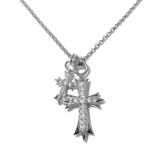 S925 2連 cross necklace［silver］n34
