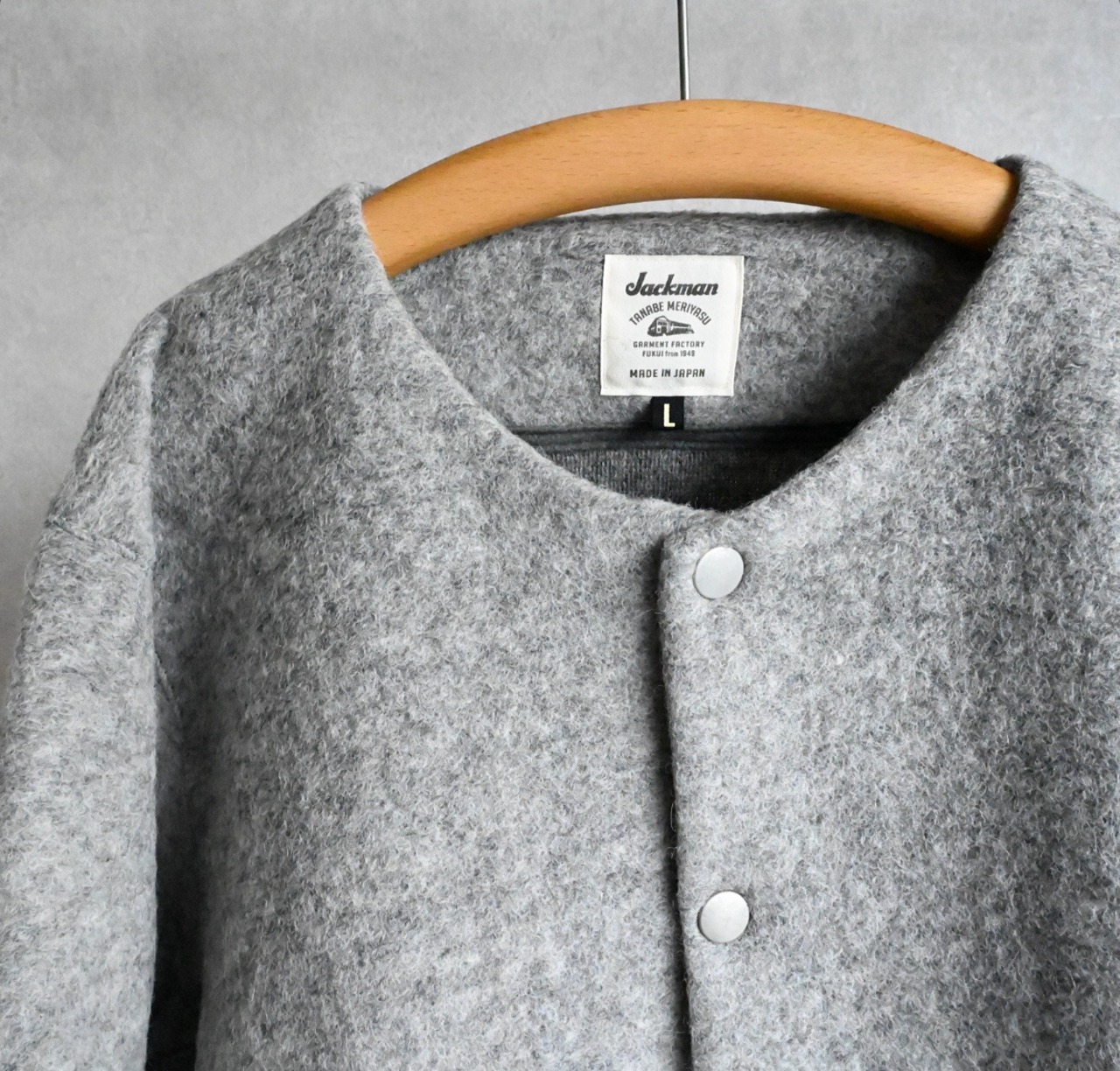 Jackman】WOOL COLLARLESS JACKET ジャックマン シェットランドウール 
