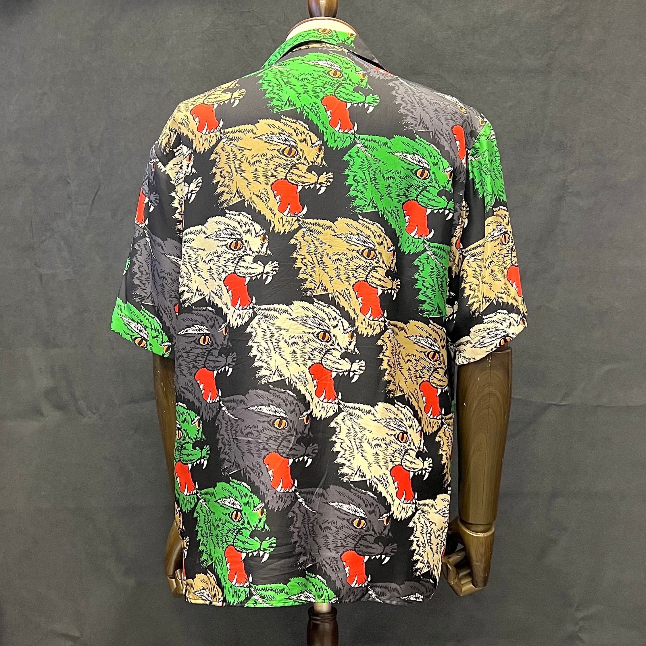 GUCCI グッチ タイガーシルク ボーリングシャツ シルク ブラック | 2122 