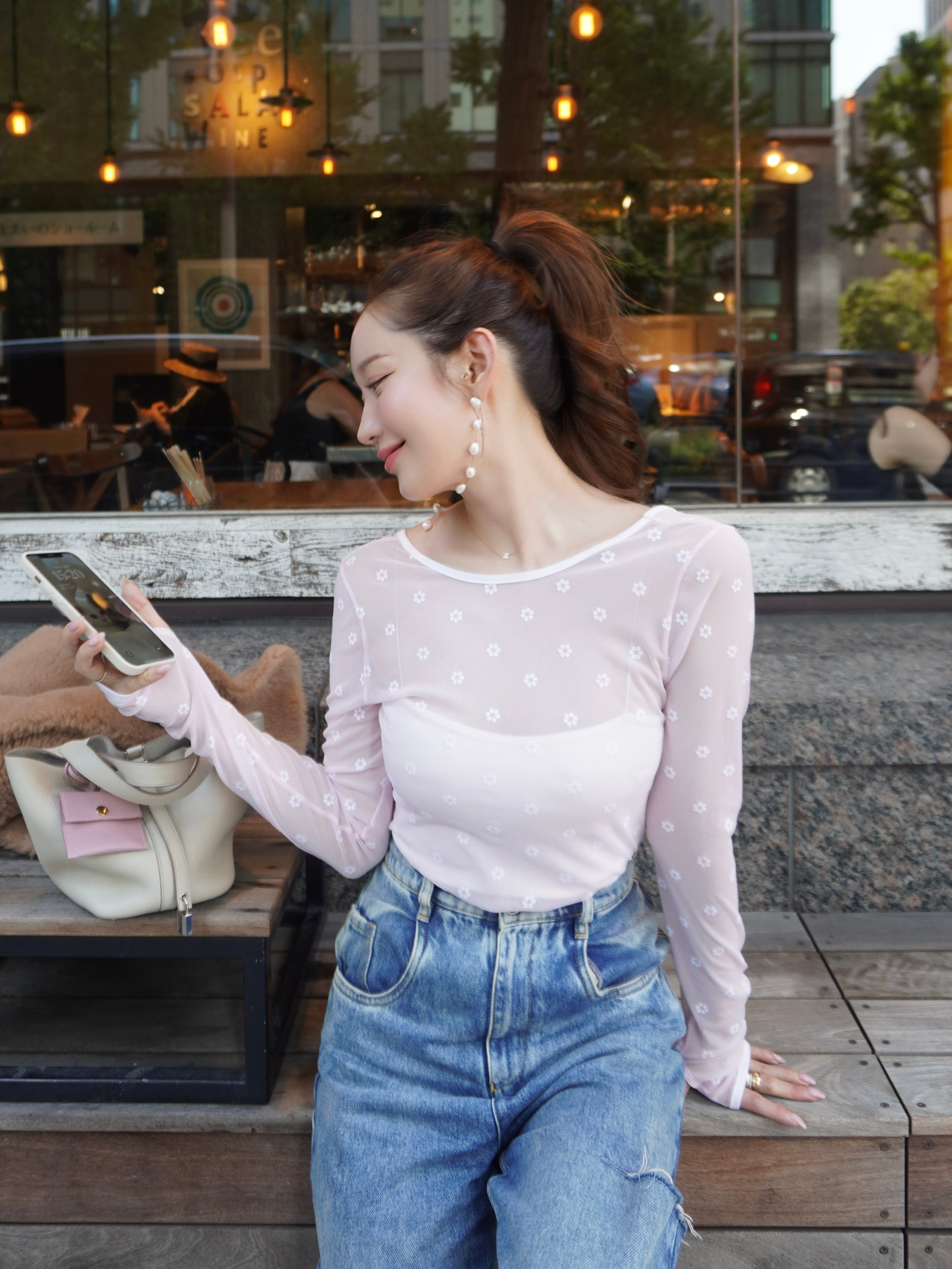 sheer tops flower／ hyeonヘヨン 