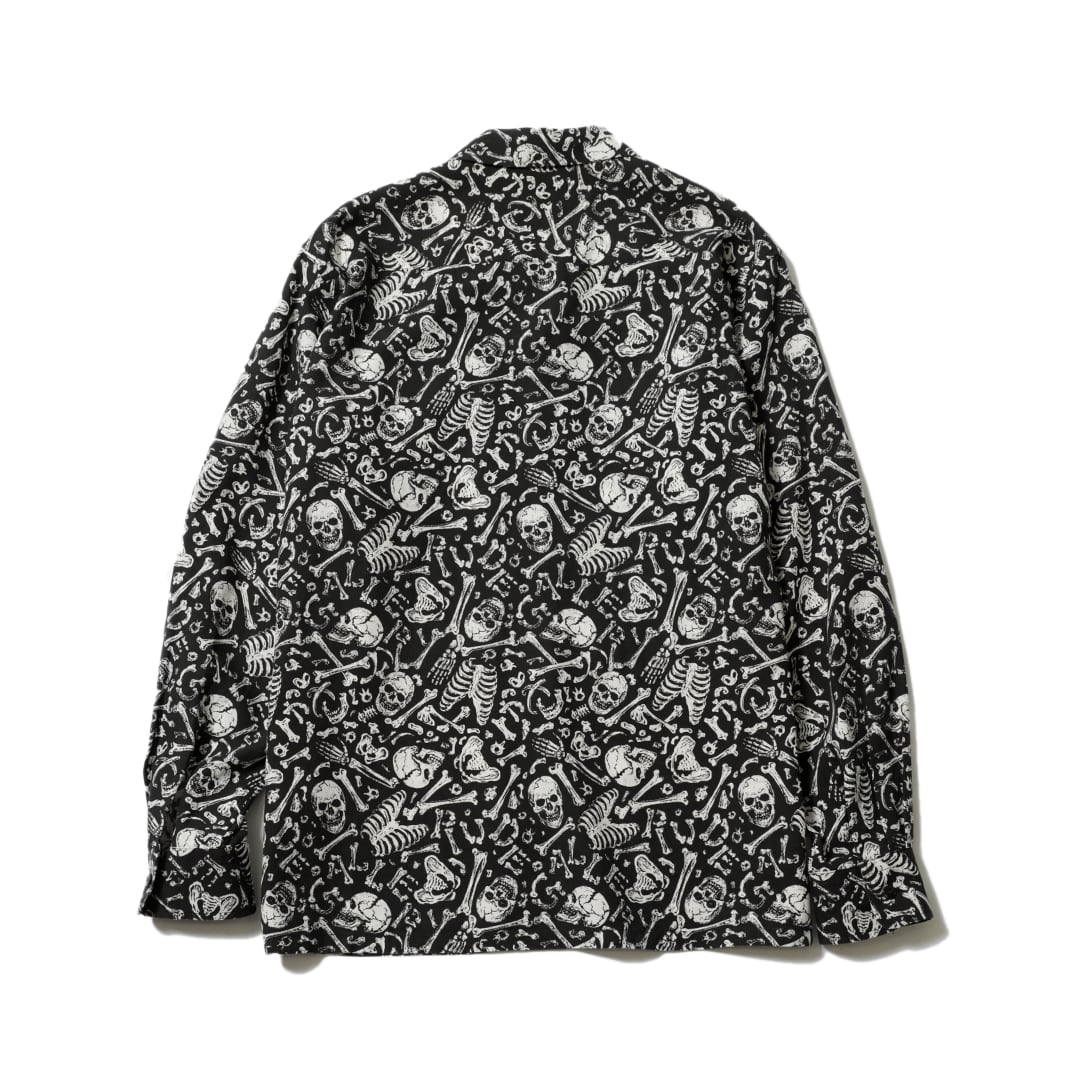 RUDE GALLERY オープンカラーシャツ レーヨン ブラック Japan RUDE GALLERY : ガイコツの地図 OPEN COLLAR SHIRTS | Gusset