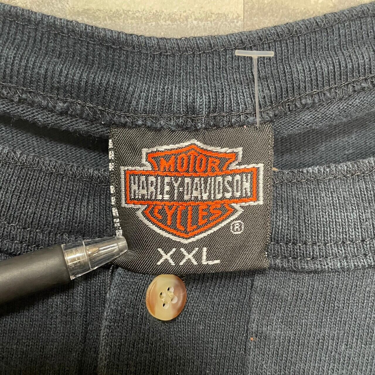 HARLEY DAVIDSON 半袖Tシャツ 2XL 刺繍 コットン100% ヘンリーネック