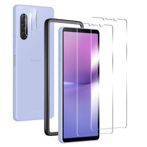【努力特価】ガラスフィルム Xperia 10 V 用 2枚 + カメラフィルム 2枚【旭硝子素材製】ガイド枠付き 強化ガラス 液晶保護 気泡防止 高感度タッチ 指紋防止 防水撥油 飛散防止 耐衝撃 エクスペリア 10 V SOG11 SO-52D 対応