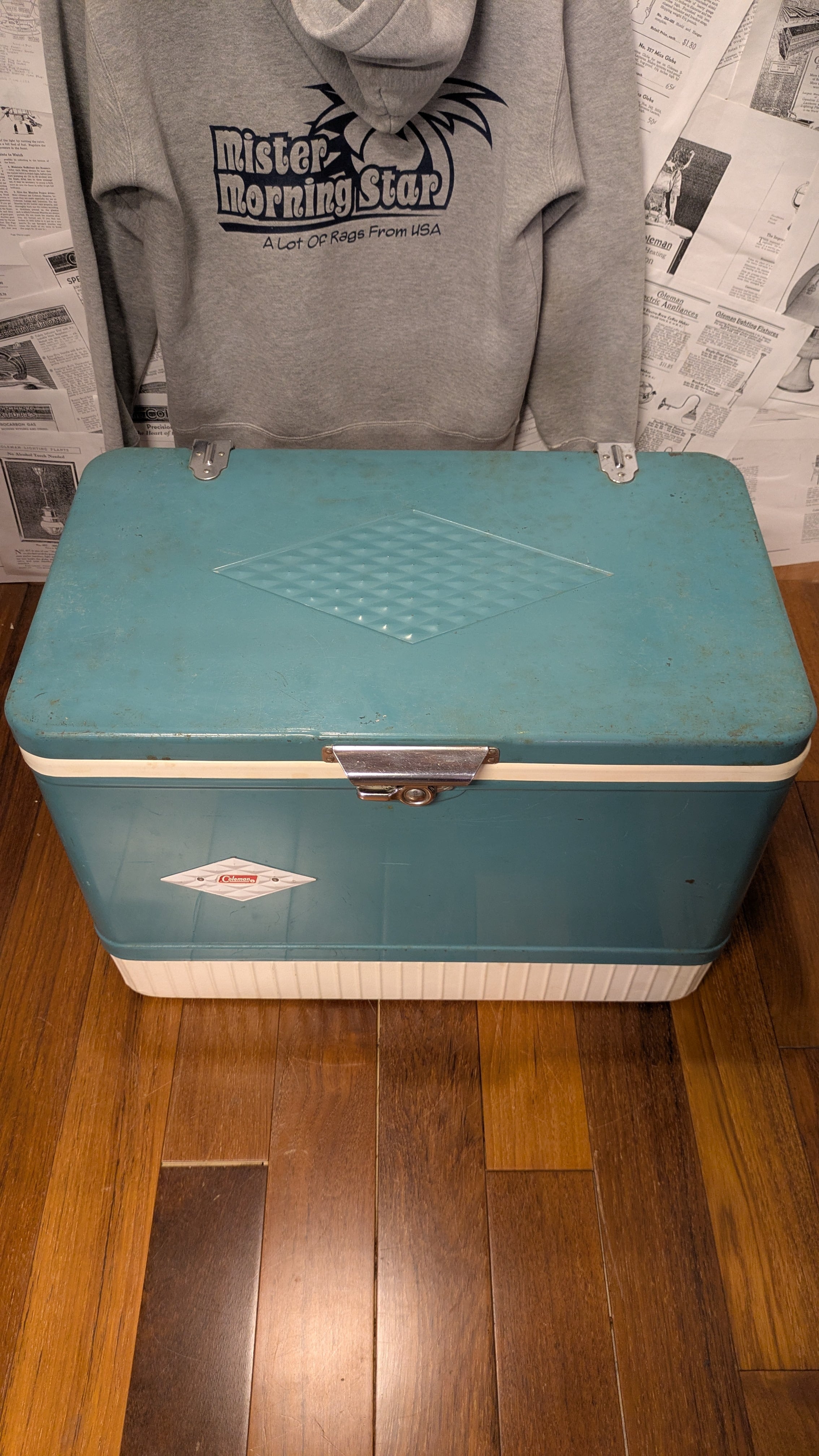 Vintage Coleman CoolerBox DiamondLogo SteelBelt Blue ビンテージ