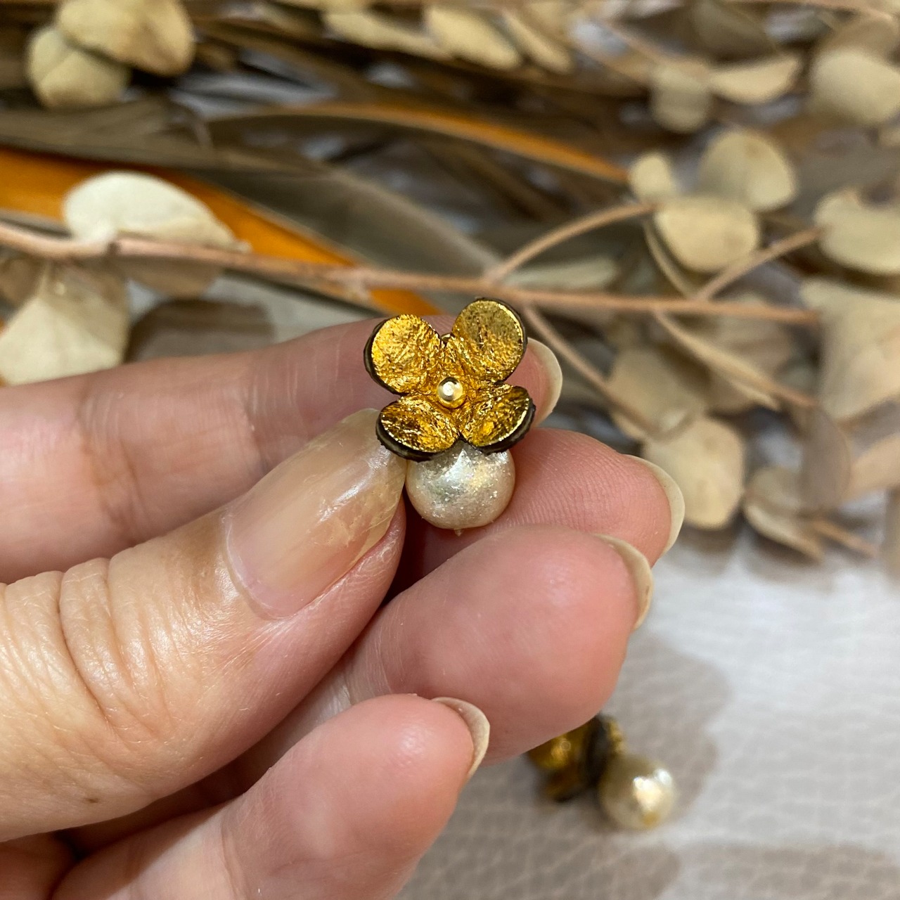 新色【チャーム】カランコエパールチャーム 2個入(花色ゴールド) - 2